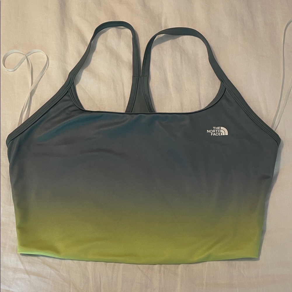 The North Face Gradient Charcoal to Lime Green Sports Bra